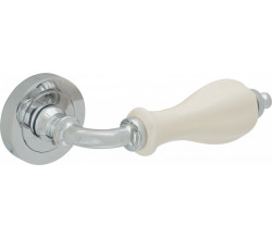 Ручка на круглой розетке Bravo Z-600 C/I Хром/Слоновая кость (ЦАМ)