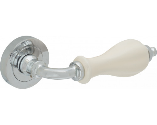 Ручка на круглой розетке Bravo Z-600 C/I Хром/Слоновая кость (ЦАМ)