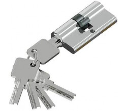 Цилиндр ключ/ключ KAB-6.3S 56(28/28) Chrome (алюм., 5 ключей)