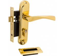 Замок цилиндровый 0823/60-C G Золото (фикс., с ручкой, 5 ключей)