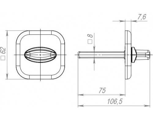 Ручка поворотная BKW8 XL (хром) CP-8