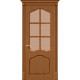 Дверь межкомнатная шпонированная «Каролина» Орех (Шпон файн-лайн) остекление Бронза