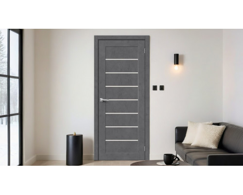 Дверь межкомнатная из эко шпона «Браво-22» Slate Art остекление Magic Fog