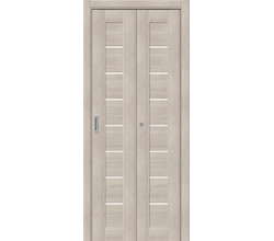 Дверь межкомнатная из эко шпона складная «Браво-22» Cappuccino Melinga остекление Magic Fog