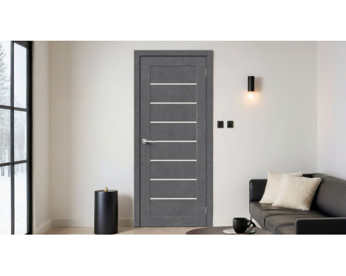 Дверь межкомнатная из эко шпона «Браво-22» Slate Art остекление Magic Fog