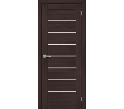 Дверь межкомнатная из эко шпона «Браво-22» Wenge Melinga остекление Magic Fog