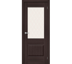 Дверь межкомнатная из эко шпона «Прима-3» Wenge Melinga стекло White Сrystal