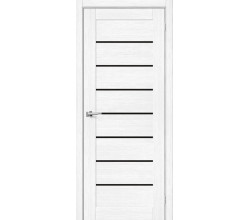 Дверь межкомнатная из эко шпона «Браво-22» Snow Melinga остекление Black Shine