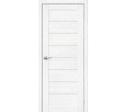 Дверь межкомнатная из эко шпона «Браво-22» Snow Melinga остекление Magic Fog