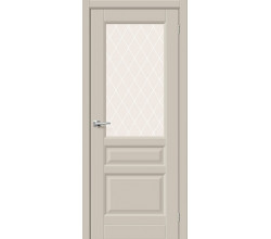 Дверь межкомнатная «Неоклассик-35» Cream Silk остекление White Сrystal