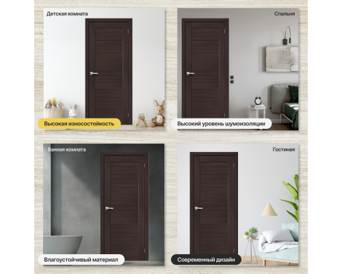 Дверь межкомнатная из эко шпона «Браво-21» Wenge Melinga глухая