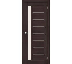 Дверь межкомнатная из эко шпона «Браво-27» Wenge Melinga остекление Magic Fog