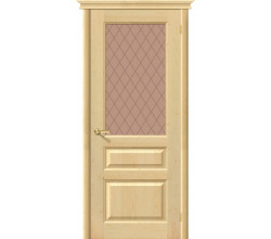 Дверь межкомнатная из Массива сосны без отделки «М5» сатинато бронзовое художественное