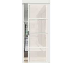 Дверь раздвижная «Твигги-11.3» White Matt остекление Magic Fog
