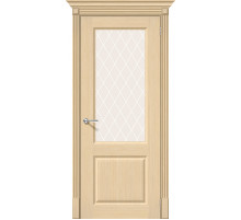 Дверь межкомнатная шпонированная «Статус-13» Ф-22 (БелДуб) (Шпон файн-лайн) остекление Сатинато белое