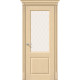 Дверь межкомнатная шпонированная «Статус-13» Ф-22 (БелДуб) (Шпон файн-лайн) остекление Сатинато белое