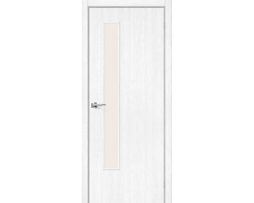 Дверь межкомнатная из эко шпона «Браво-9» Snow Melinga остекление Magic Fog