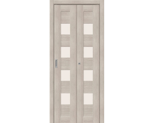 Дверь межкомнатная из эко шпона складная «Браво-23» Cappuccino Melinga остекление Magic Fog