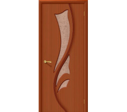 Дверь межкомнатная шпонированная «Эксклюзив» Макоре (Шпон файн-лайн) остекление Бронза