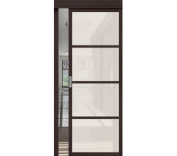 Дверь раздвижная из эко шпона «Твигги-11.3» Wenge Melinga остекление Magic Fog