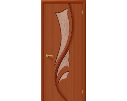 Дверь межкомнатная шпонированная «Эксклюзив» Макоре (Шпон файн-лайн) остекление Бронза