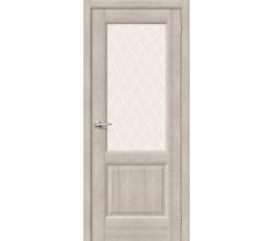 Дверь межкомнатная из эко шпона «Неоклассик-33» Cappuccino Melinga остекление White Сrystal