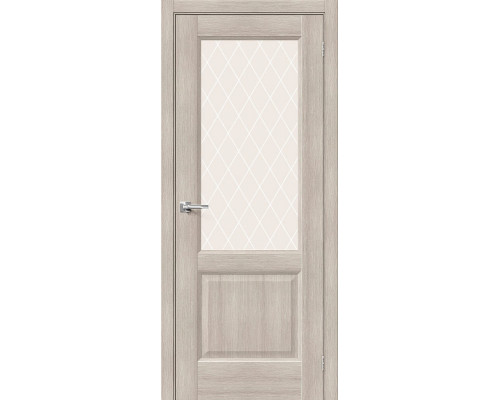 Дверь межкомнатная из эко шпона «Неоклассик-33» Cappuccino Melinga остекление White Сrystal