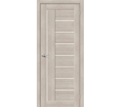 Дверь межкомнатная из эко шпона «Браво-29» Cappuccino Melinga остекление Magic Fog