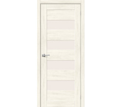 Дверь межкомнатная из эко шпона «Браво-23» Nordic Oak остекление Magic Fog