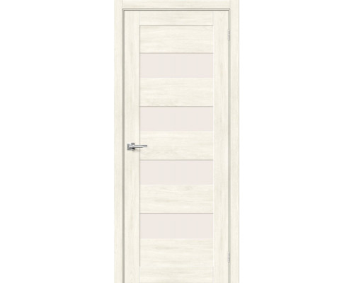 Дверь межкомнатная из эко шпона «Браво-23» Nordic Oak остекление Magic Fog