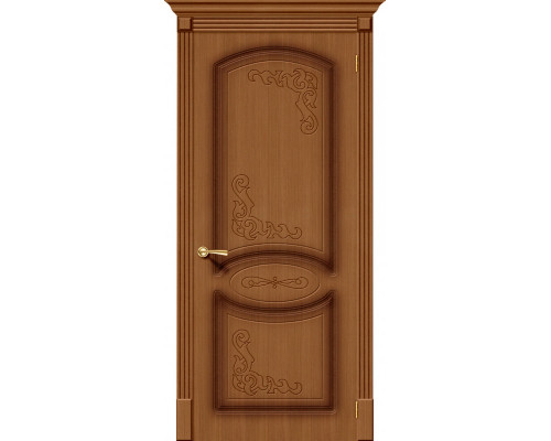 Дверь межкомнатная шпонированная «Азалия» Орех (Шпон файн-лайн) глухая