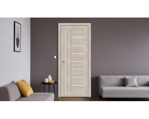 Дверь межкомнатная из эко шпона «Браво-29» Cappuccino Melinga остекление Magic Fog