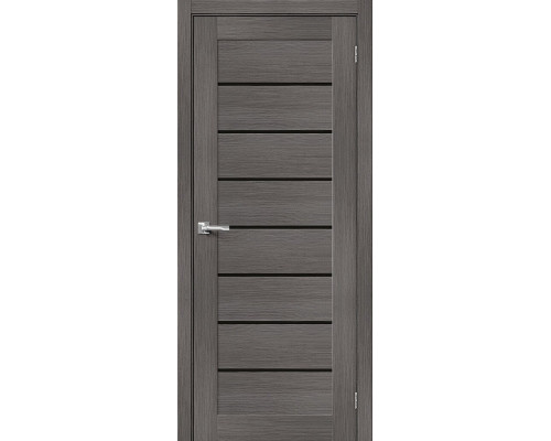 Дверь межкомнатная из эко шпона «Браво-22» Grey Melinga остекление Black Shine
