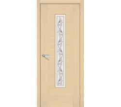 Дверь межкомнатная шпонированная «Рондо» Беленый дуб (Шпон файн-лайн) остекление Сатинато белое, витраж