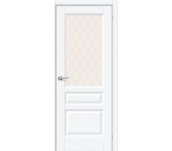 Дверь межкомнатная «Неоклассик-35» White Silk остекление White Сrystal