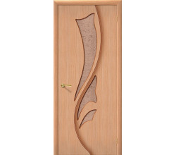 Дверь межкомнатная шпонированная «Эксклюзив» Дуб Ф-05 (Шпон файн-лайн) остекление Бронза