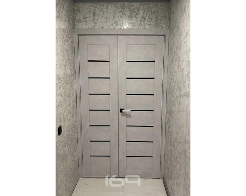 Дверь межкомнатная из эко шпона «Браво-22» Look Art остекление Magic Fog