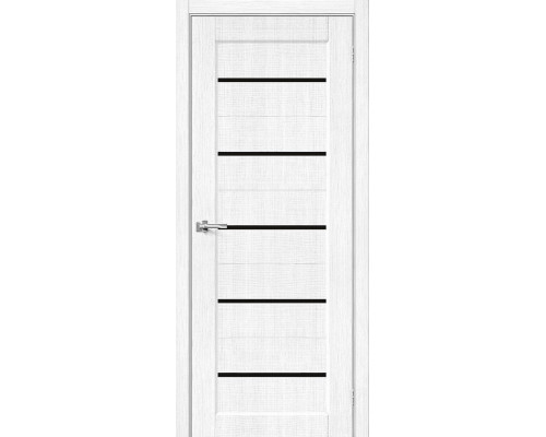 Дверь межкомнатная из эко шпона «Мода-22 Black Line» Snow Melinga глухая