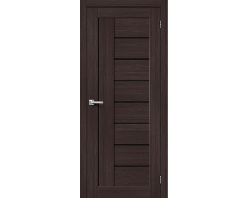 Дверь межкомнатная из эко шпона «Браво-29» Wenge Melinga остекление Black Shine