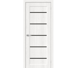 Дверь межкомнатная из эко шпона «Мода-22 Black Line» White Dreamline глухая