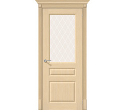 Дверь межкомнатная шпонированная «Статус-15» Ф-22 (БелДуб) (Шпон файн-лайн) остекление сатинато Сатинато белое