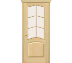 Дверь межкомнатная из Массива сосны без отделки «М7» остекление Сатинато белое