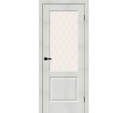 Дверь межкомнатная из эко шпона «Неоклассик-33» Bianco Melinga остекление White Сrystal