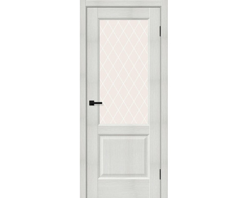 Дверь межкомнатная из эко шпона «Неоклассик-33» Bianco Melinga остекление White Сrystal