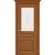 Дверь межкомнатная шпонированная «Статус-15» Орех Ф-11 (Шпон файн-лайн) остекление Сатинато белое