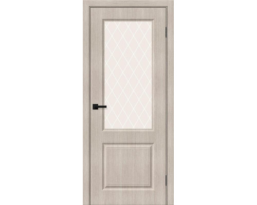 Дверь межкомнатная из эко шпона «Скинни-13» Cappuccino Melinga остекление White Сrystal