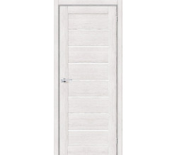 Дверь межкомнатная из эко шпона «Браво-22» Bianco Veralinga остекление Magic Fog