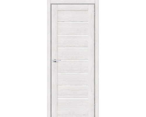 Дверь межкомнатная из эко шпона «Браво-22» Bianco Veralinga остекление Magic Fog