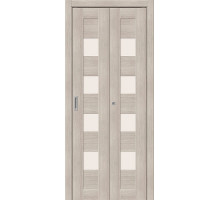 Дверь межкомнатная из эко шпона складная «Браво-23» Cappuccino Melinga остекление Magic Fog