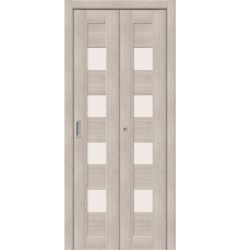 Дверь межкомнатная из эко шпона складная «Браво-23» Cappuccino Melinga остекление Magic Fog